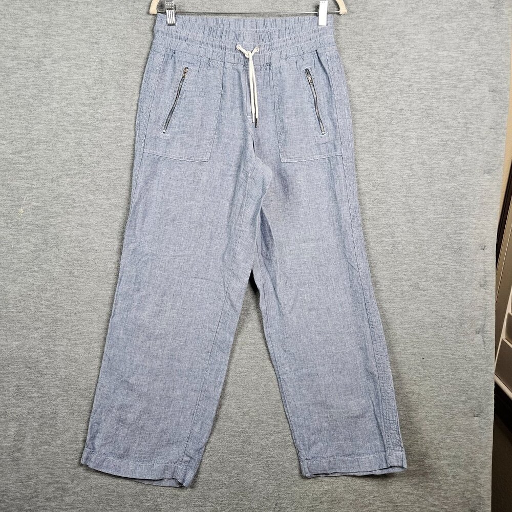 Athleta Women's Wide Leg Pull on Pockets 100% Linen Pant Size 6